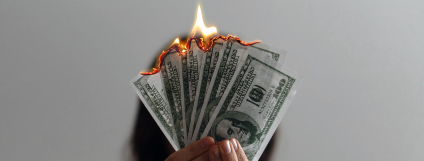 money on fire